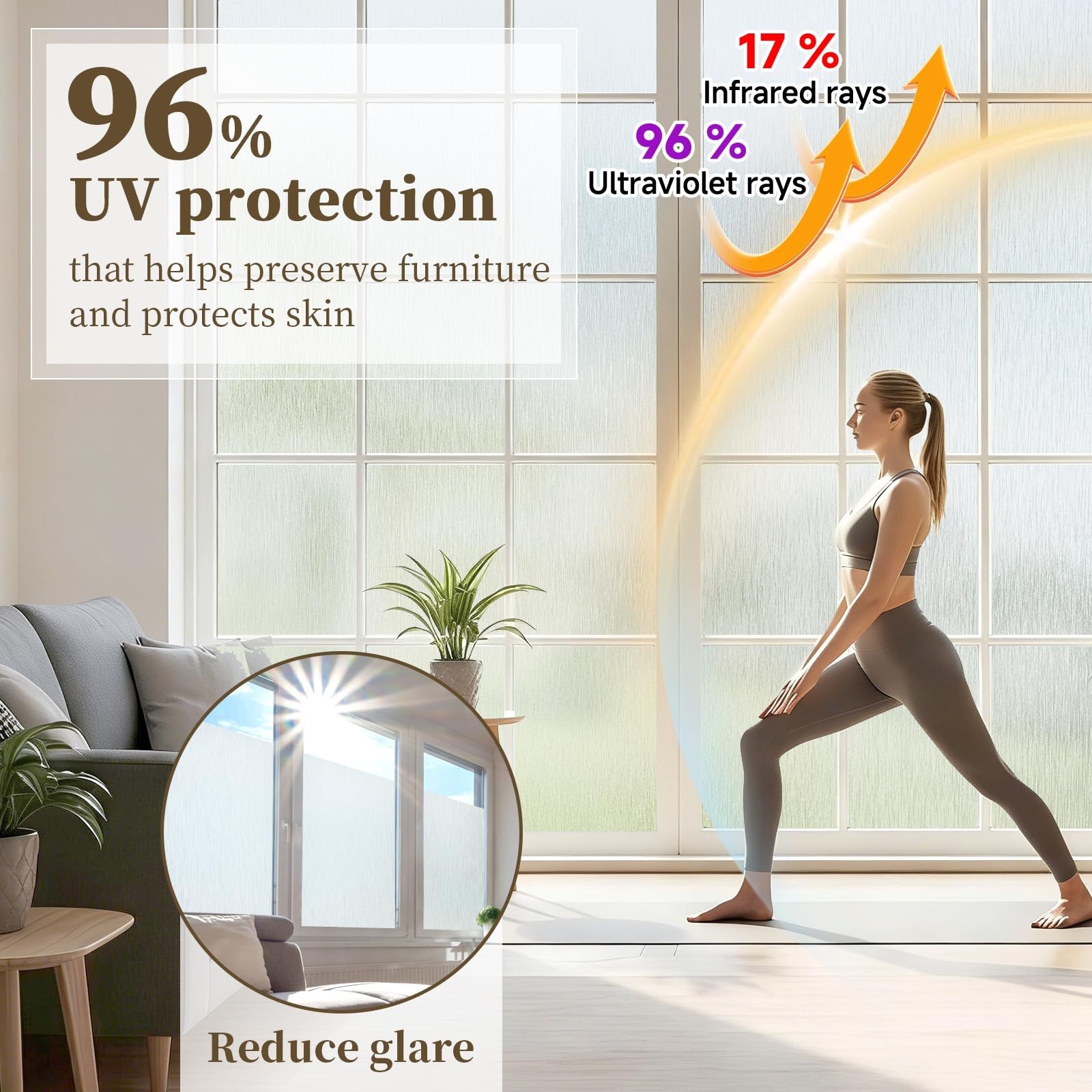 Frosted Window Privacy Film – Brushed Silver Static Cling Glass Film for Bath…