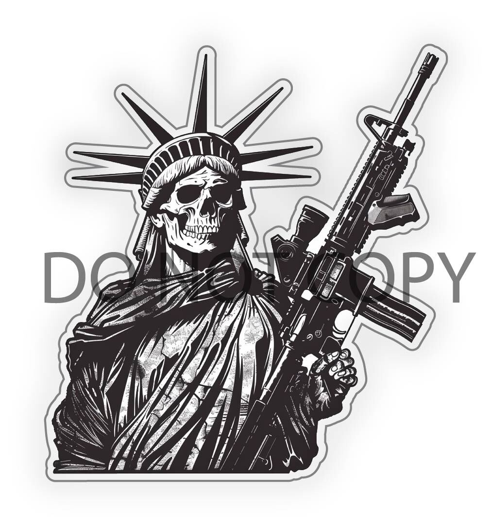 Statue of Liberty Gun Vinyl Decal Sticker for Car Laptop Water Bottle Waterproof