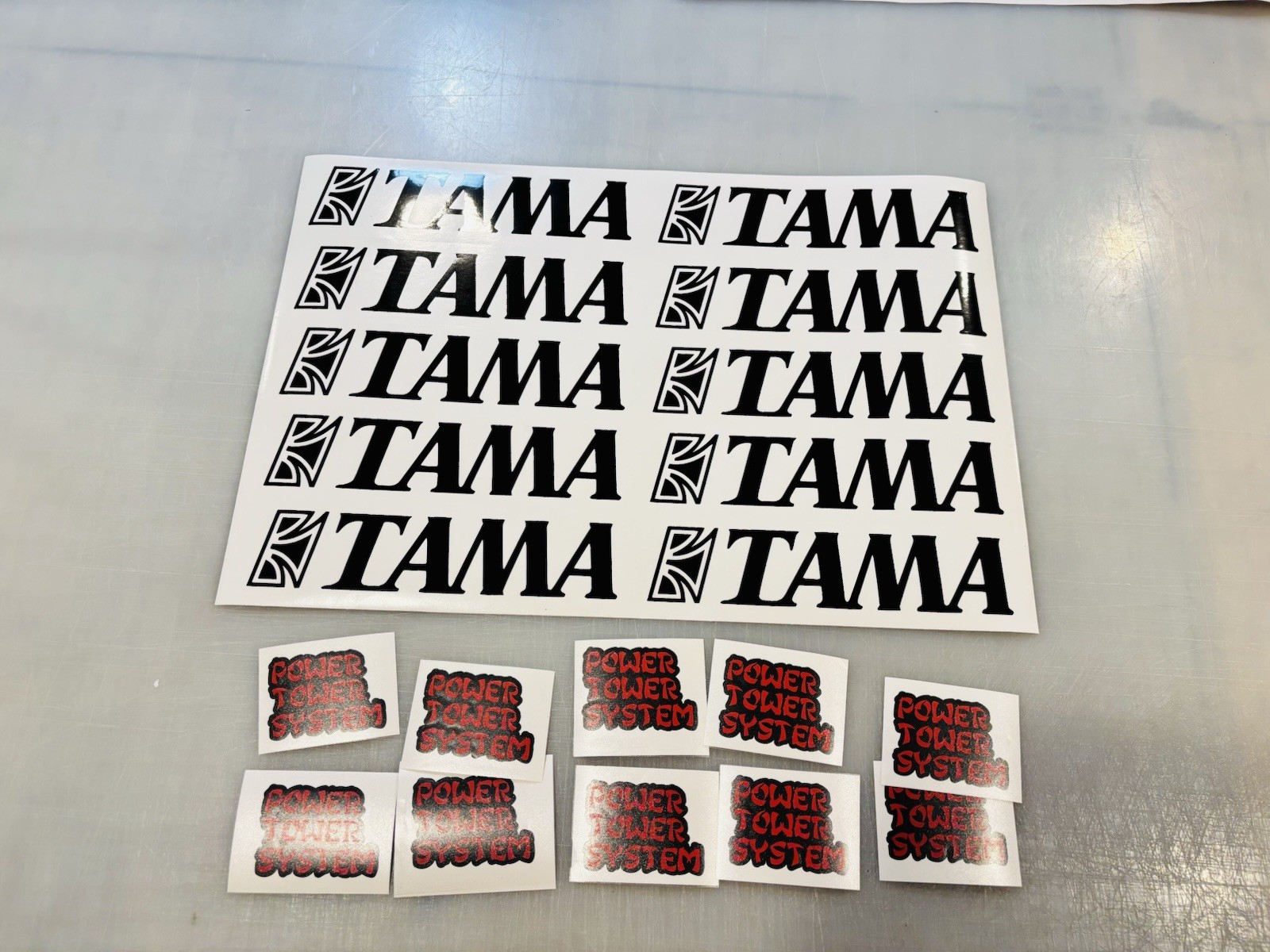 TWO Drum Brand Logo w/Text Die Cut Vinyl Decals Won’t Stick To Coated Heads
