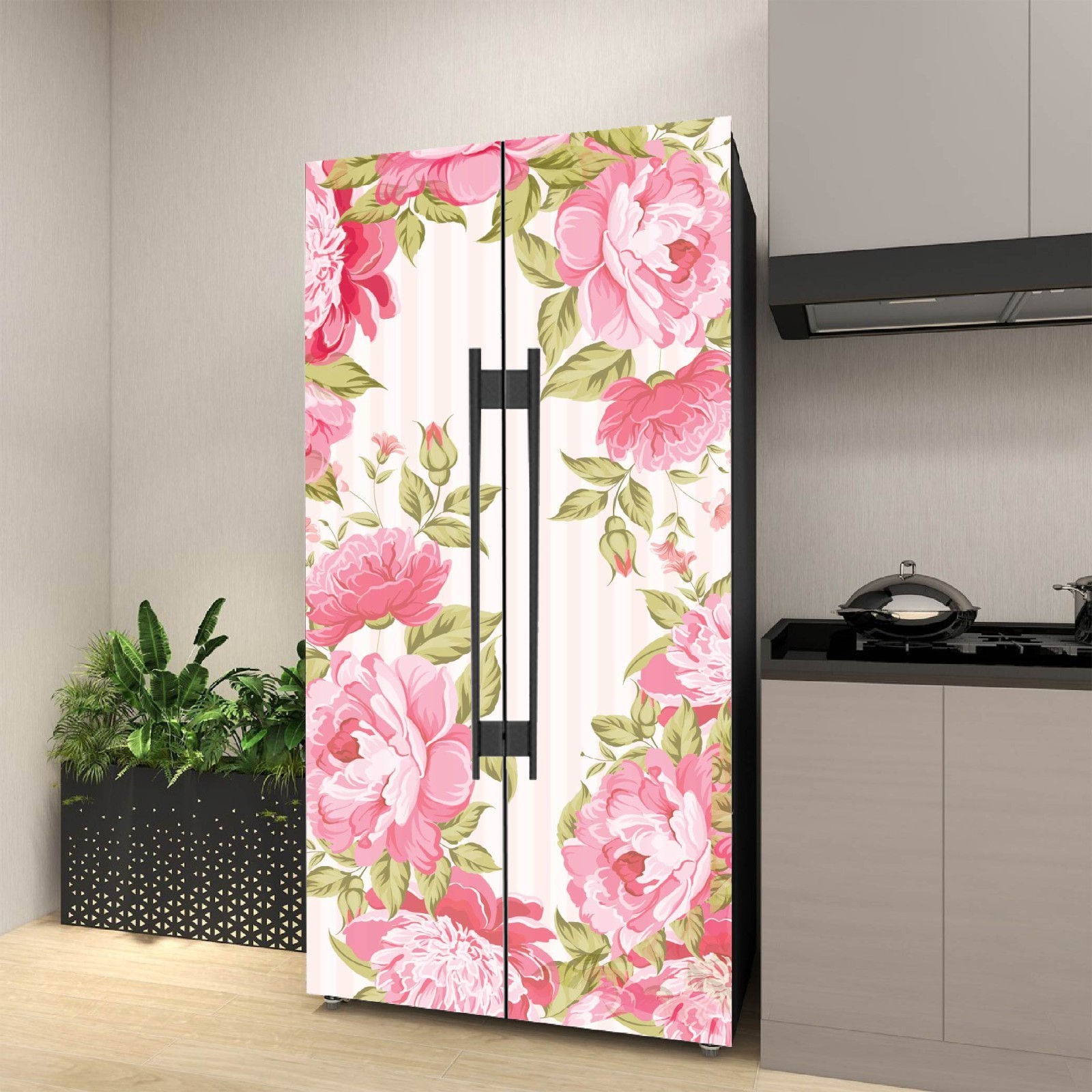 Geometric Design Fridge Wrap Refrigerator Decal