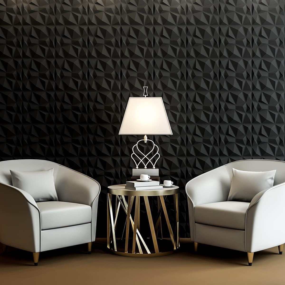 Decorative 3D Wall Panels in Diamond Design, 12"X12" Matt Black for Home and …