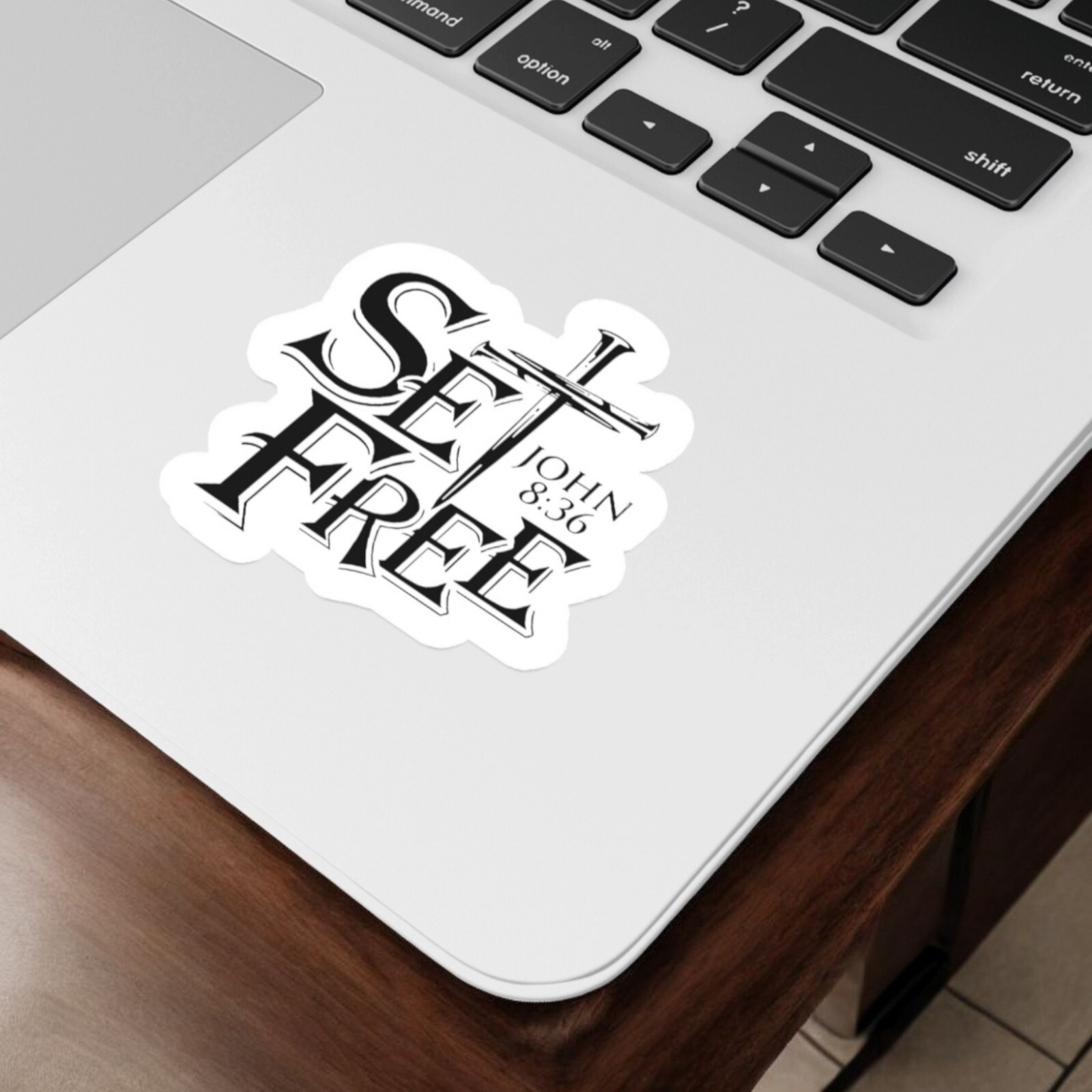 Set Free John 8:36 Sticker Glossy | Vinyl Christian Sticker | Waterproof Decal
