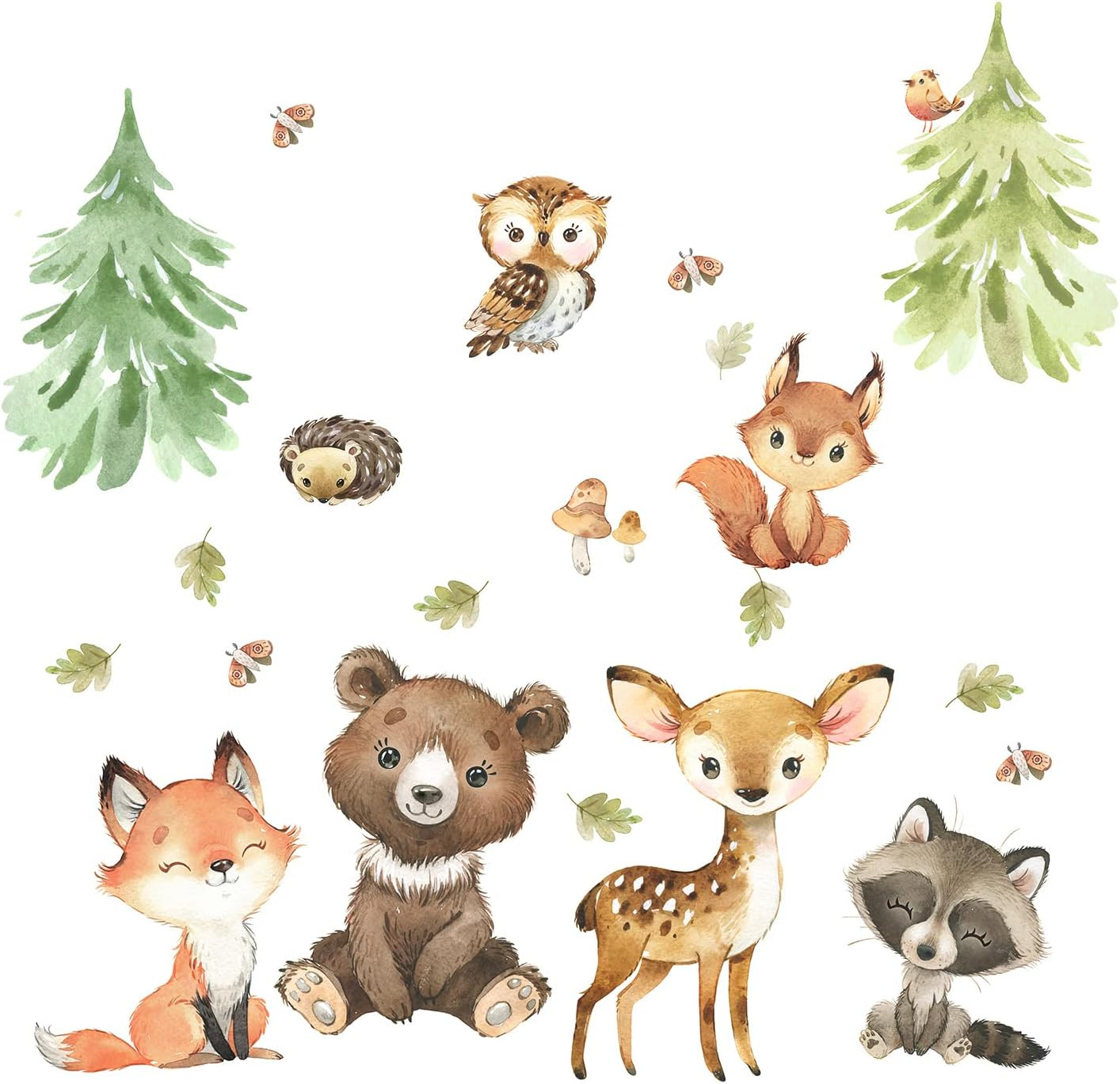 Woodland Wall Decals Stickers Peel and Stick for Baby Boys Girls Nursery Bedroom
