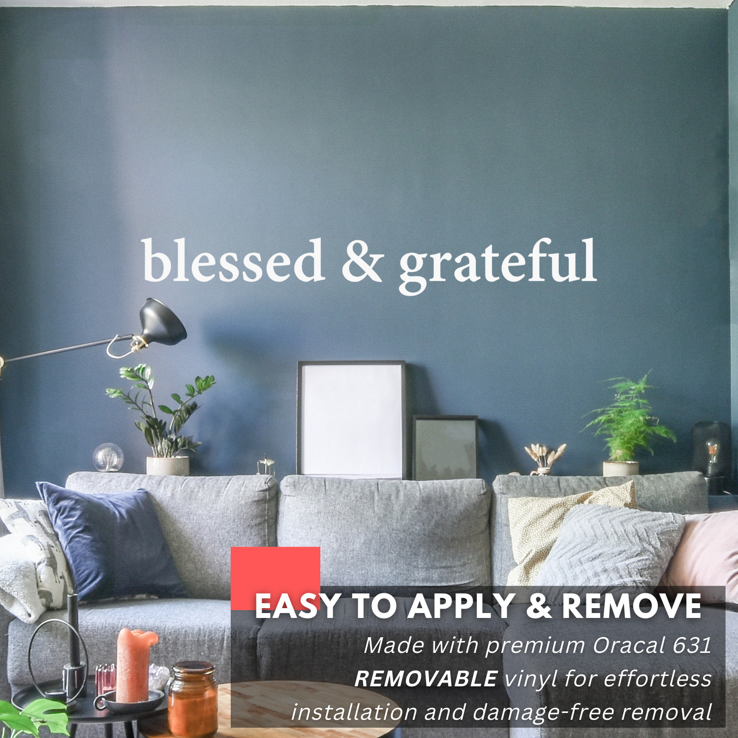 Blessed & Grateful Religious Inspirational Wall Decal Sticker Quote Home Decor
