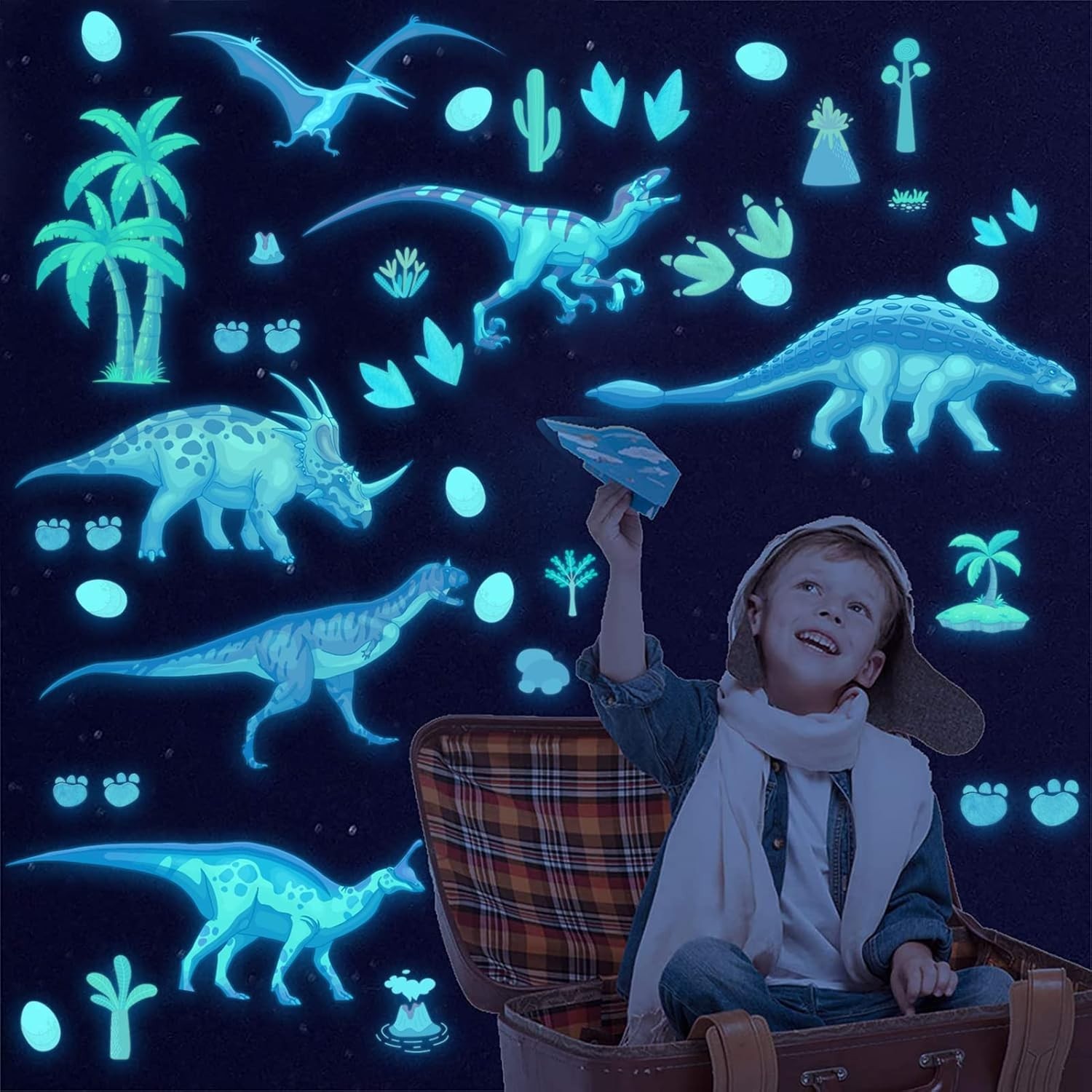 Eco-Friendly Glow Dinosaur Wall Decals – Reusable Stickers for Children’s Rooms