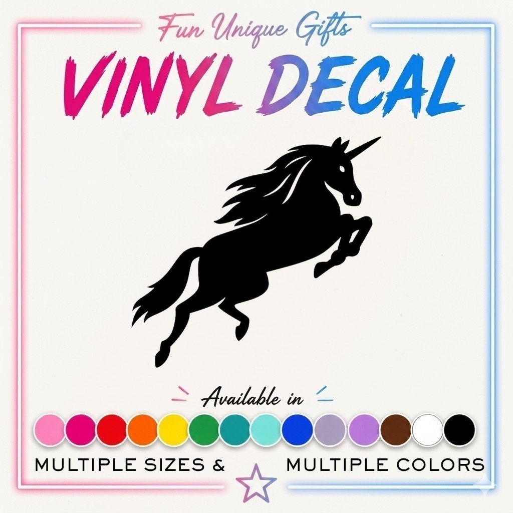 Jumping Unicorn Fantasy Magic Vinyl Decal Choose Size/Color Sticker FREE SHIP