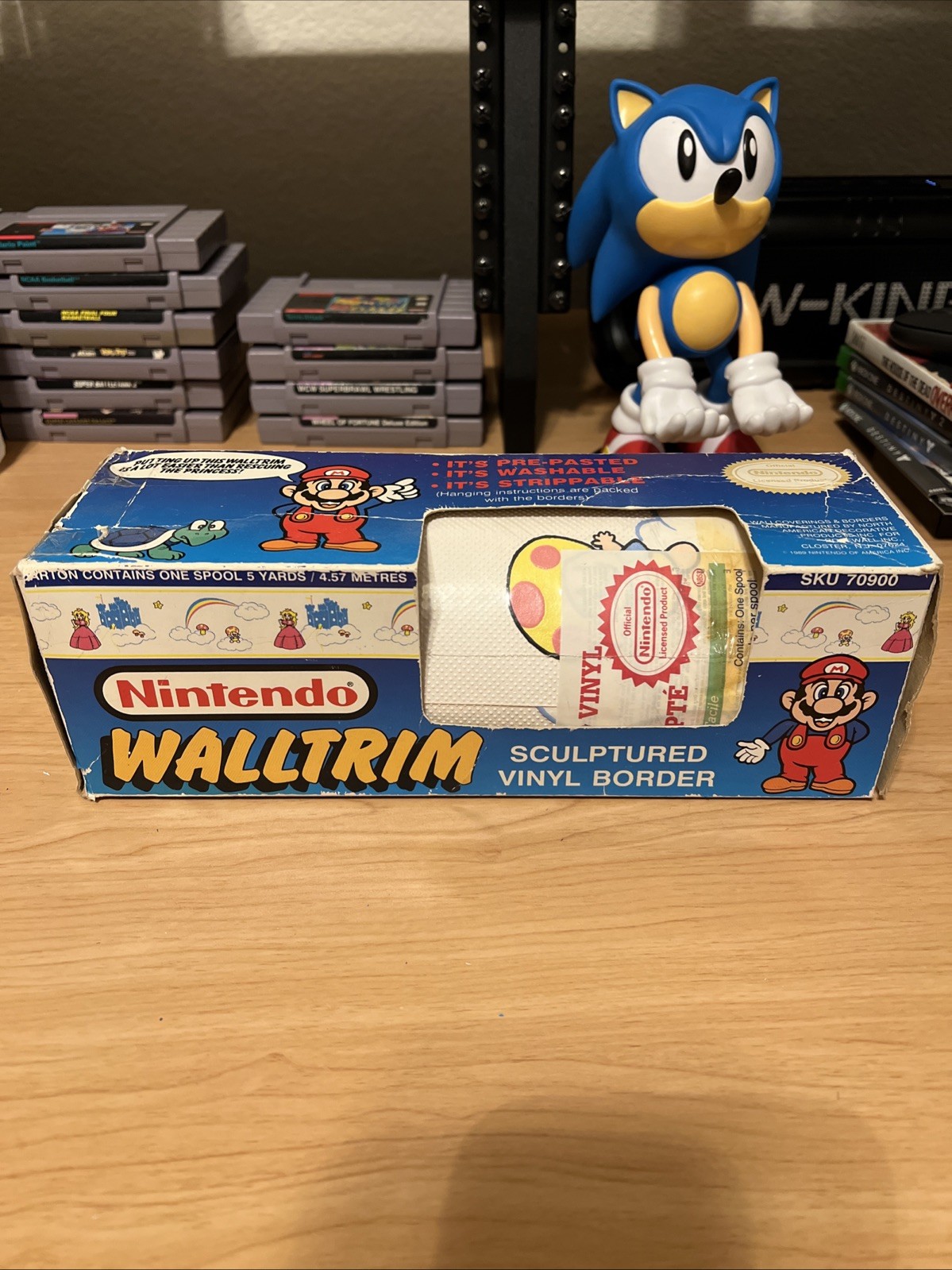 Nintendo Super Mario Vinyl Walltrim (1989) *Peach* New In Original Box 5 Yards