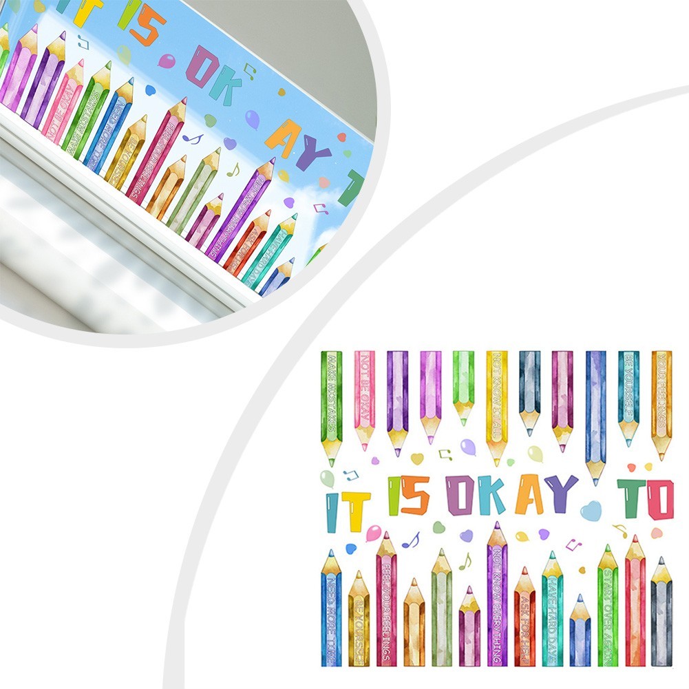 Colorful Crayon Window Clings Double Sided Stickers for Glass Office For Walls