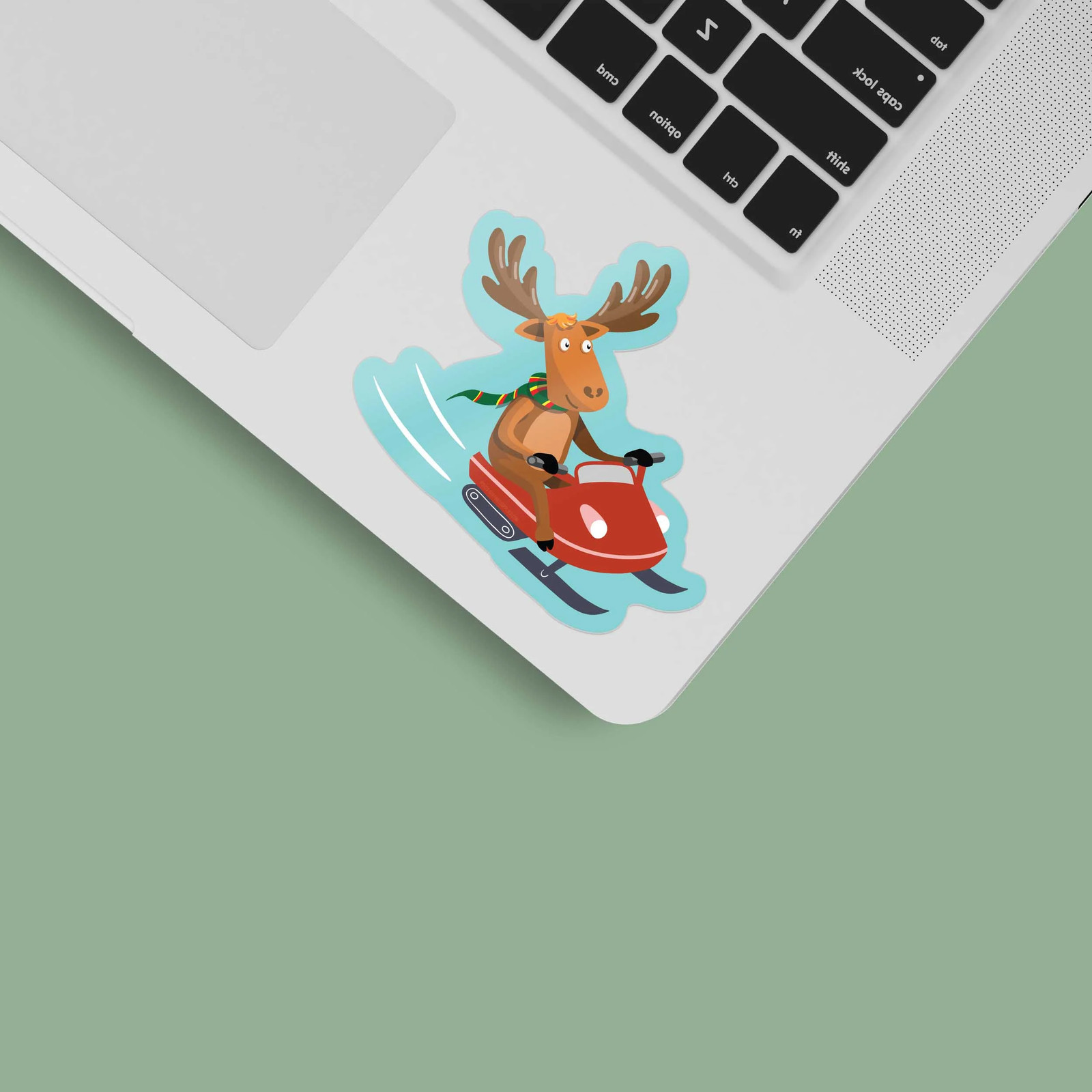 Cute Moose Snowmobile Sticker- Fun Decal for Water Bottle & Laptop