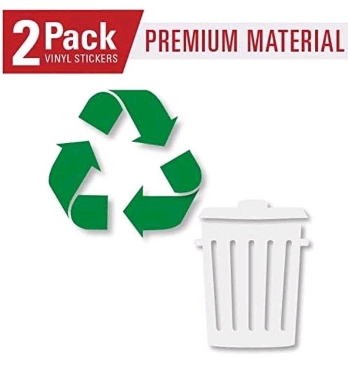 Vinyl Friend Recycle & Trash Decal Stickers Green 2.5 inches Premium Contour Cut