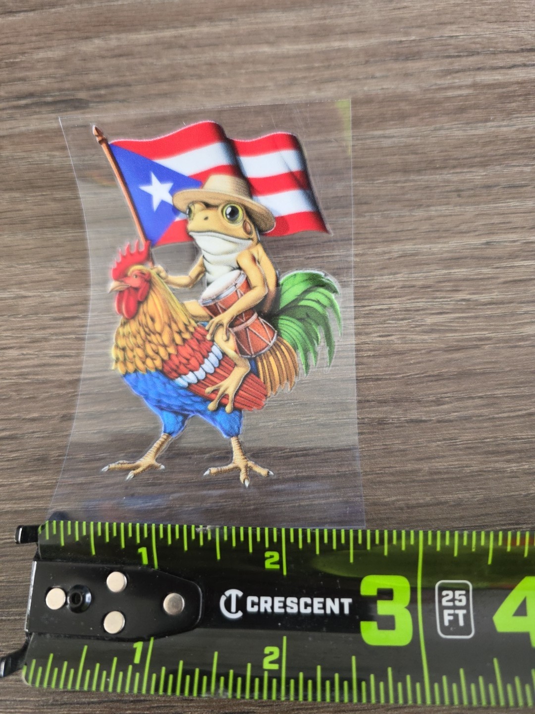 Coqui Riding Rooster | Puerto Rico Flag Decal | UV DTF Made In USA