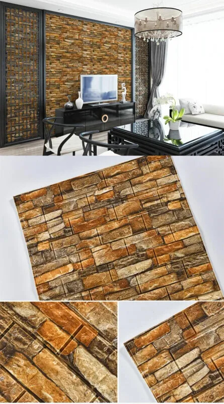 1/5/10m/Roll Retro 3D Imitation Wall Sticker Brick Plane Wall Sticker Furniture