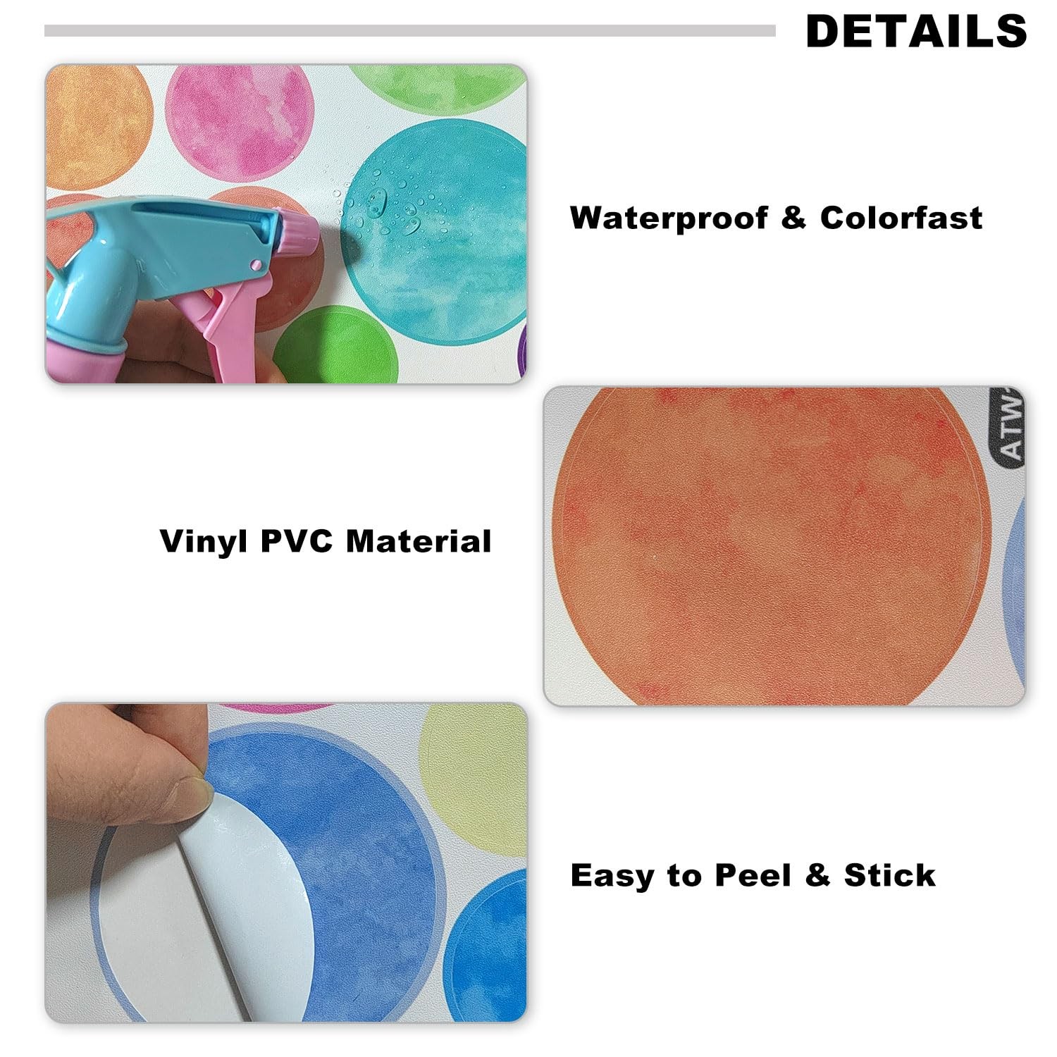4 Sheets Colorful Polka Dot Wall Stickers – Round Wall Decals Peel and Stick …
