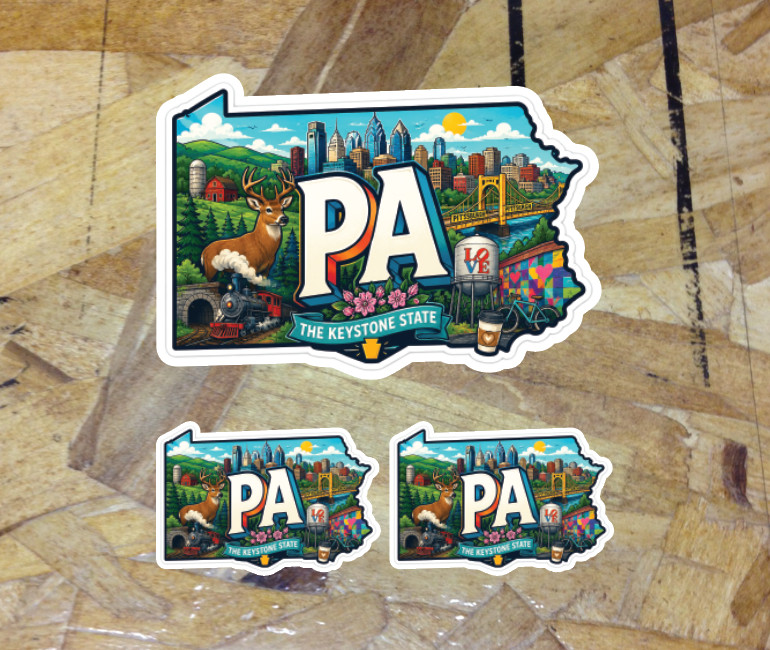 PA Pennsylvania State Flag Vintage Car Truck Bike Sticker Decal Made USA 3 for 1