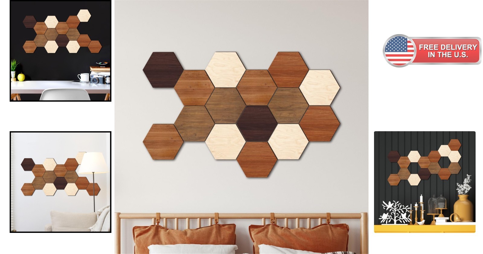 Piece Wooden Hexagon Wall Decor – DIY Geometric Wall Art for Living Room