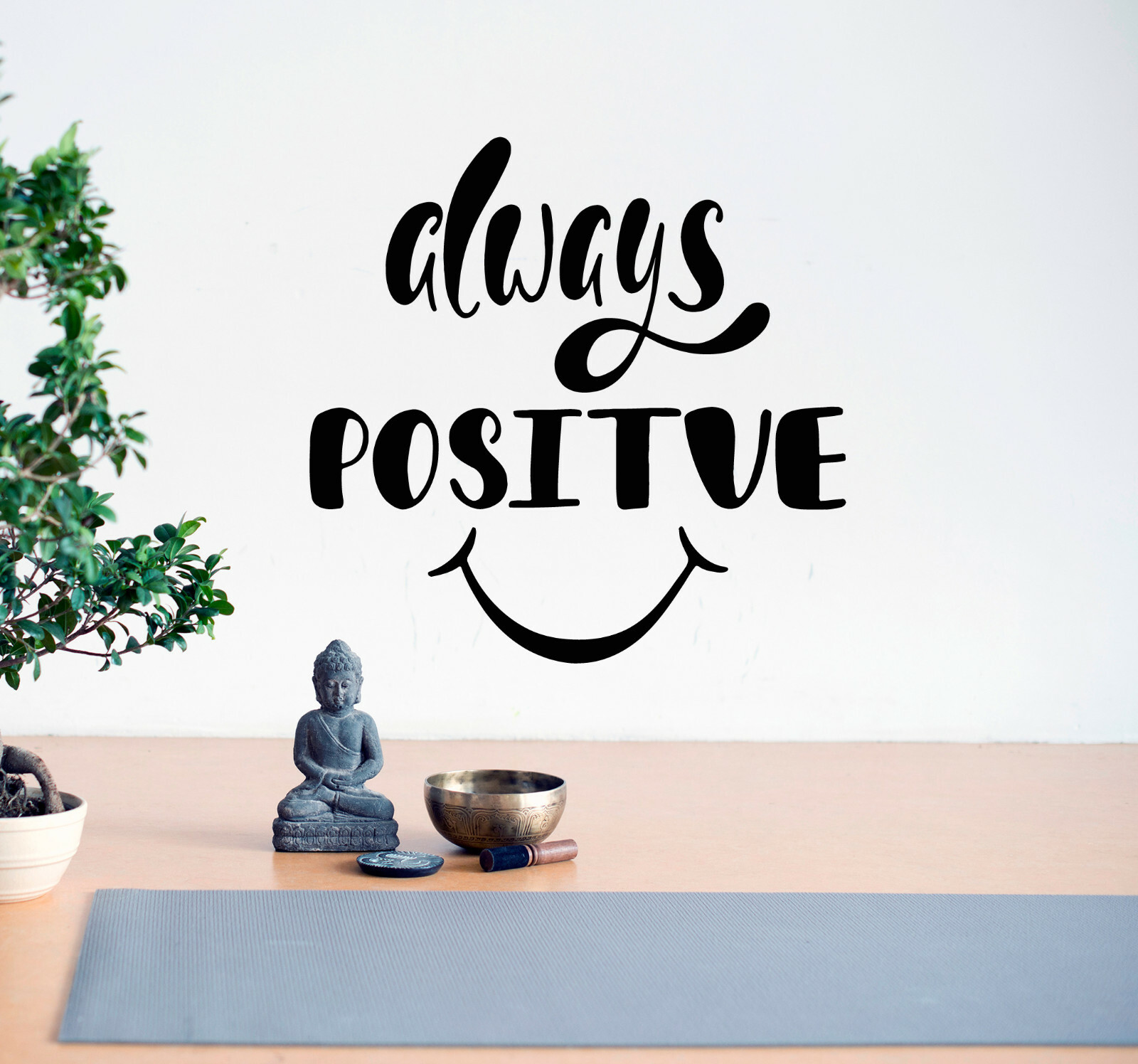 Vinyl Wall Decal Lettering Always Positive Smile Stickers 22.5 in x 22 in gz104