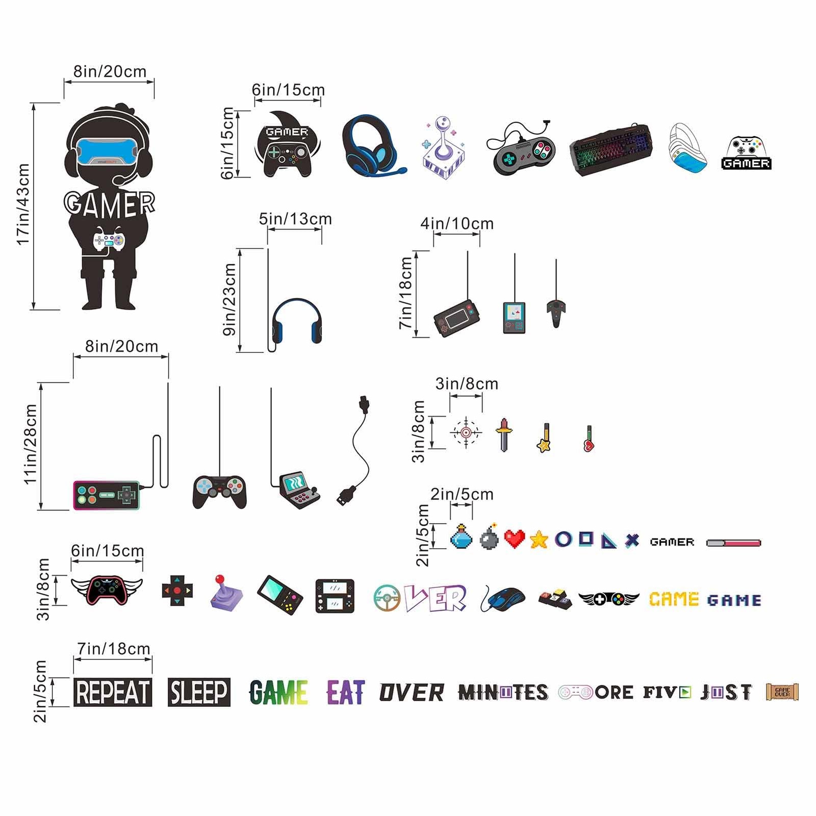 Gaming Wall Stickers for Bedroom: 100% Kids Safe Certified – Peel and Stick 4…