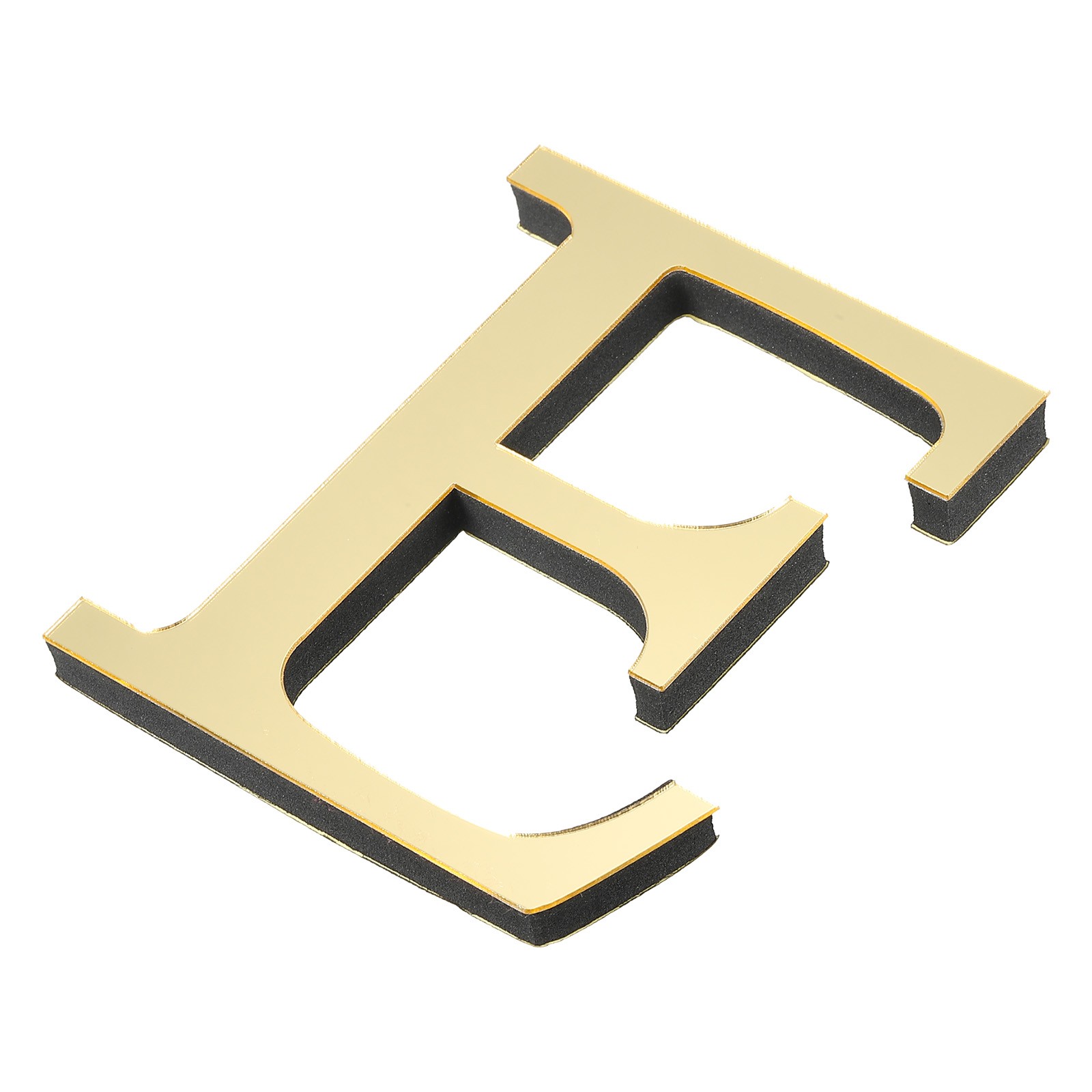 3D Acrylic Alphabet Mirror Wall Stickers Letter E Self-Adhesive Light Gold