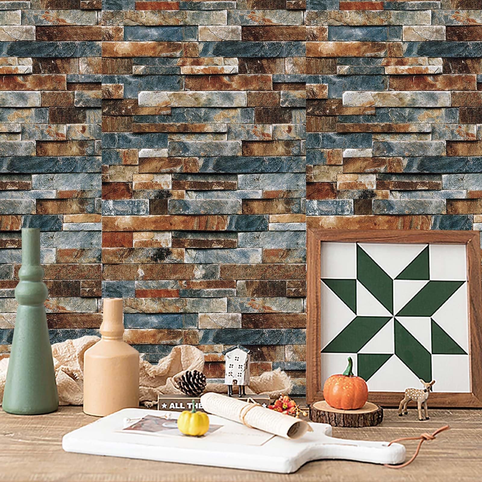 CAX Stone Peel and Stick Wallpaper Faux Stone Wallpaper 17.5" X 480" Brick Co…
