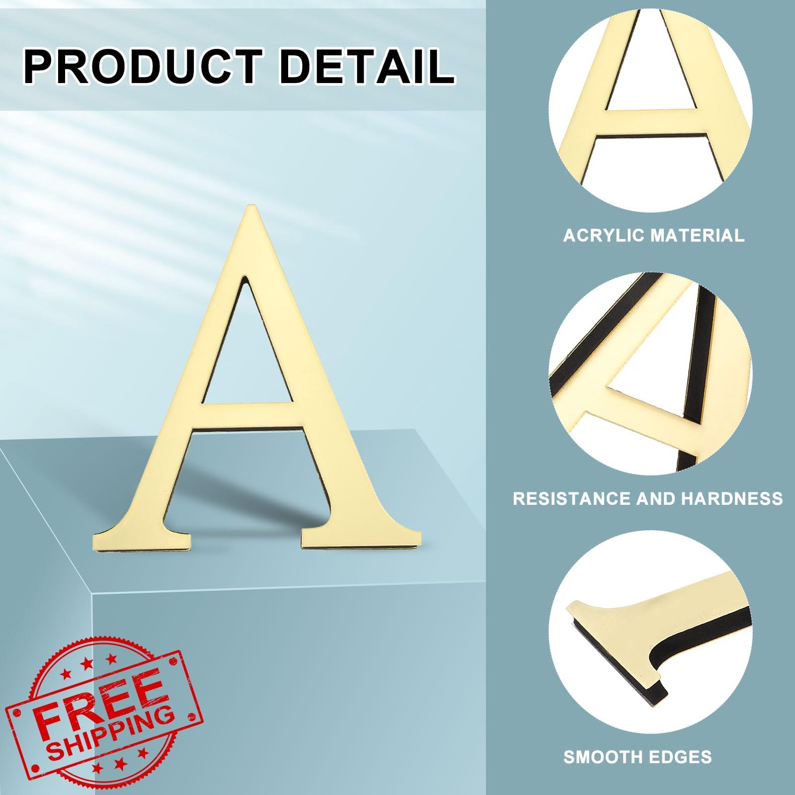 uxcell Letter A 4" Acrylic Mirror Wall Sticker Self-Adhesive Decor