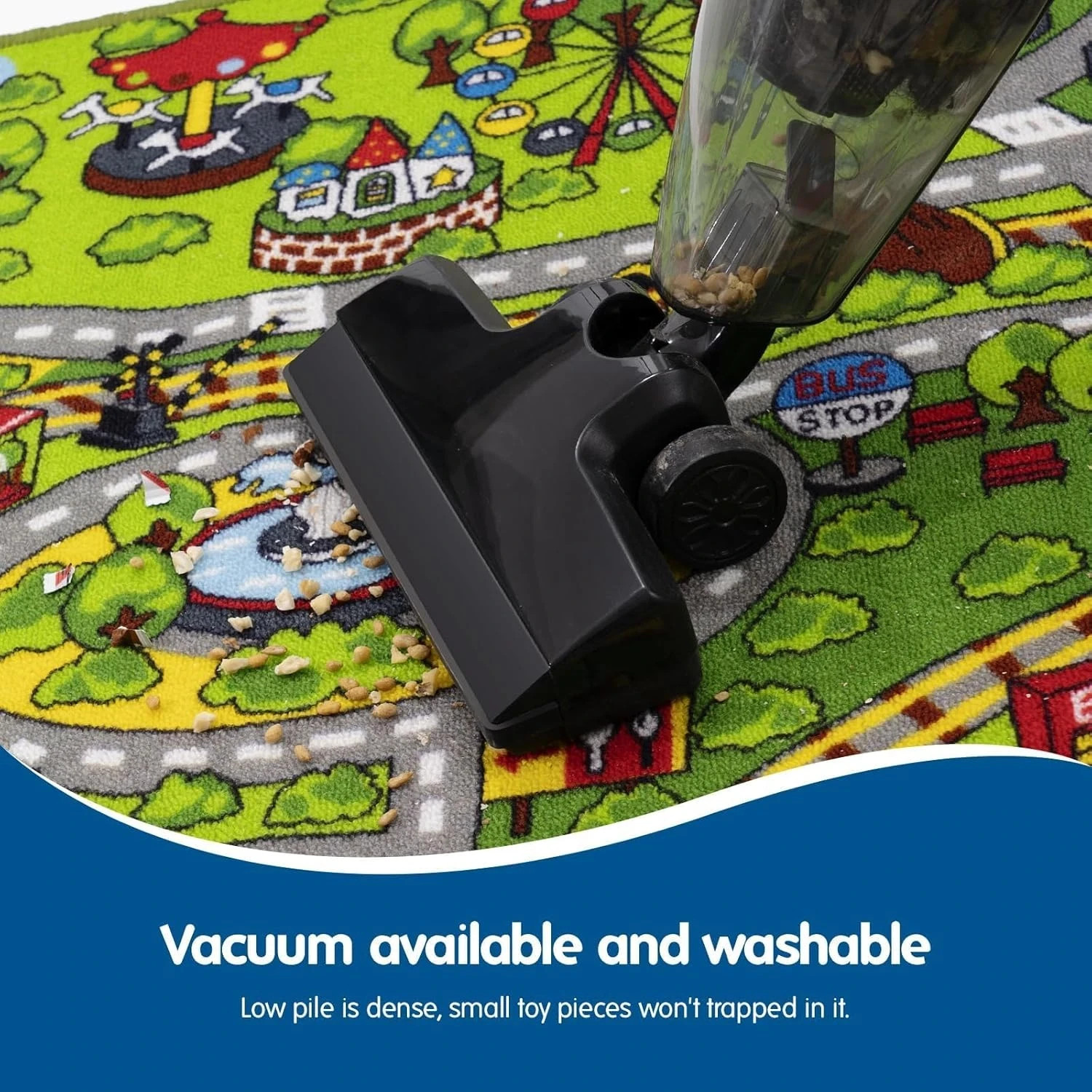 Kids' Train & City Rug – Non-Slip, Washable, Race Car Track Play Mat for Boys &