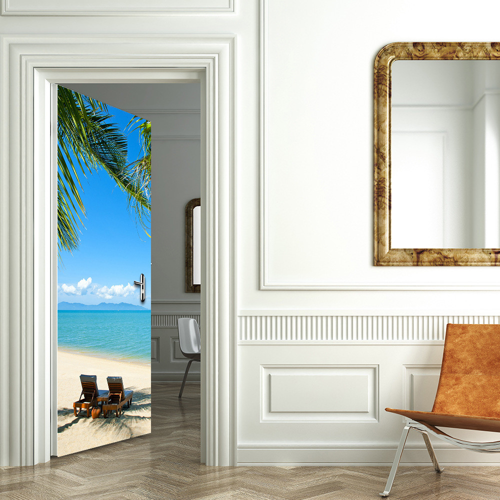 3D Door Wall Fridge Sticker Decals Waterproof Adhesive Scene Mural Home Decor