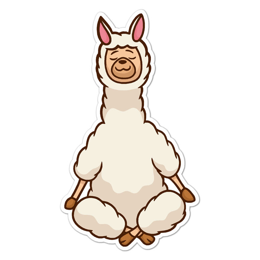 Meditating Llama, Vinyl Decal Sticker, Indoor Outdoor, 3 Sizes, #8625
