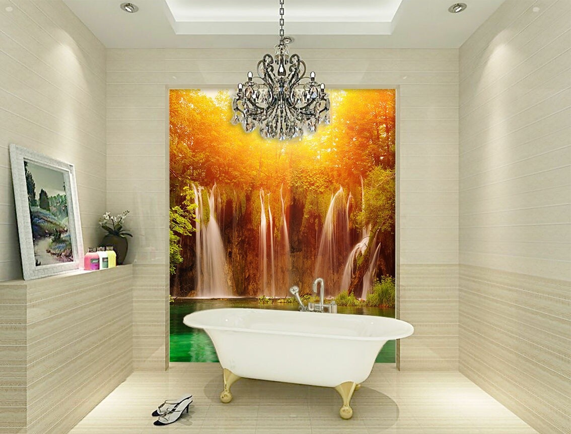Custom Mural Wallpaper 3D Waterfalls Photo Wall Sticker PVC Self-Adhesive Waterp