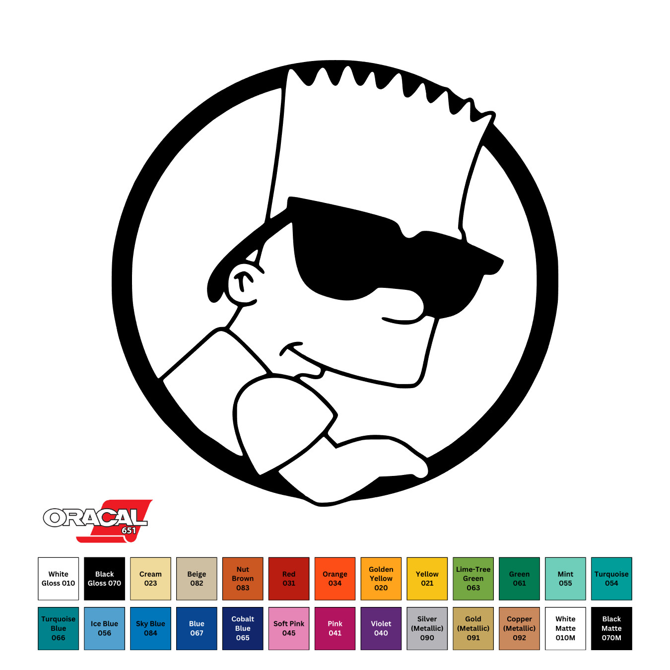 Bart Simpson in Sunglasses Sticker Die-Cut Decal Oracal 651 3.5" CHOOSE COLOR