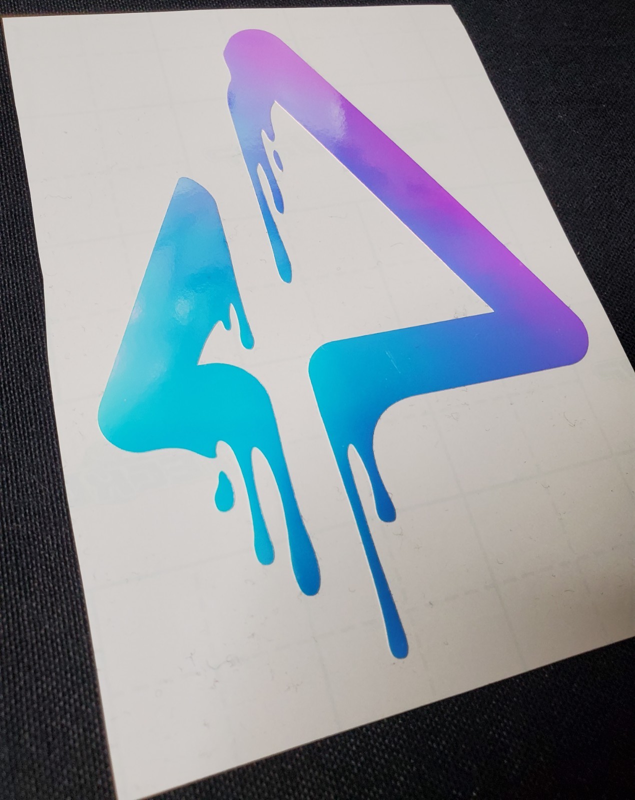 Glow In The Dark Melting Triangle Vinyl Decal Medium Size Sticker Bright Opal