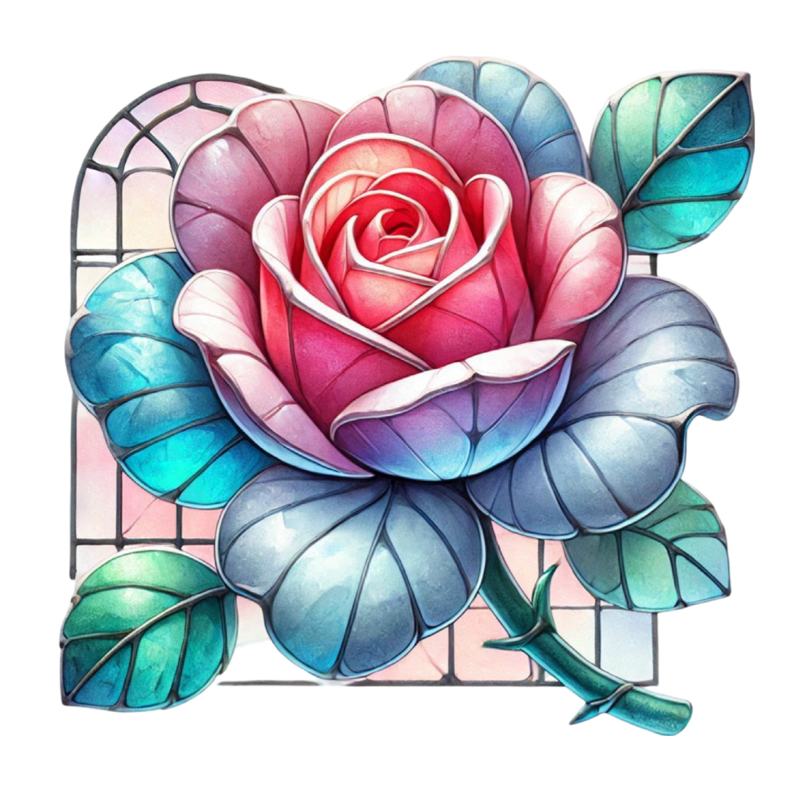 Wall Decal Sticker Roses Stained Glass Window Wall Sticker 18X18cm Large
