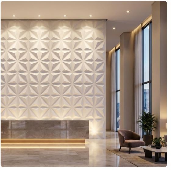 33-Pack 3D Wall Panels for Interior Decor Diamond 12"x12" each – White
