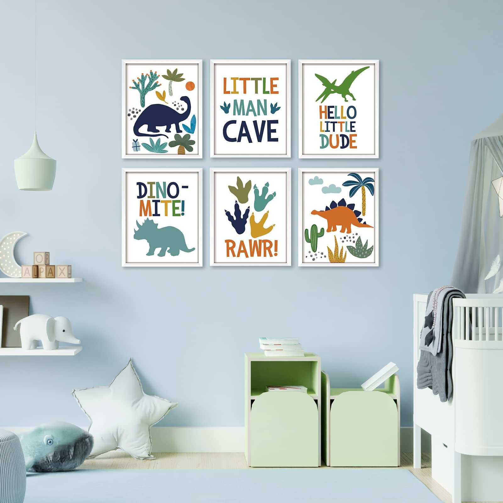 6 Pack 8×10 Inch Framed Nursery Wall Art Decor with White Picture Frames and …