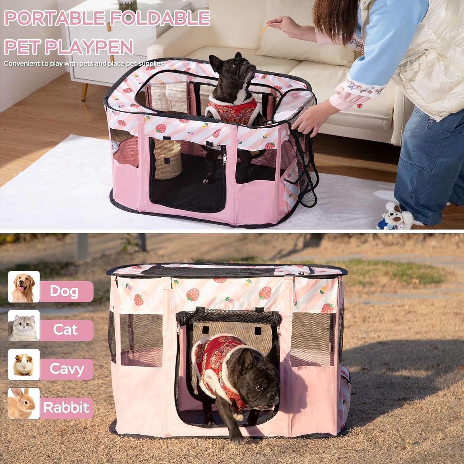 Portable Pet Cat Playpen,Cat Cages Indoor Collapsible Dog Crates Tent Kennel Pla