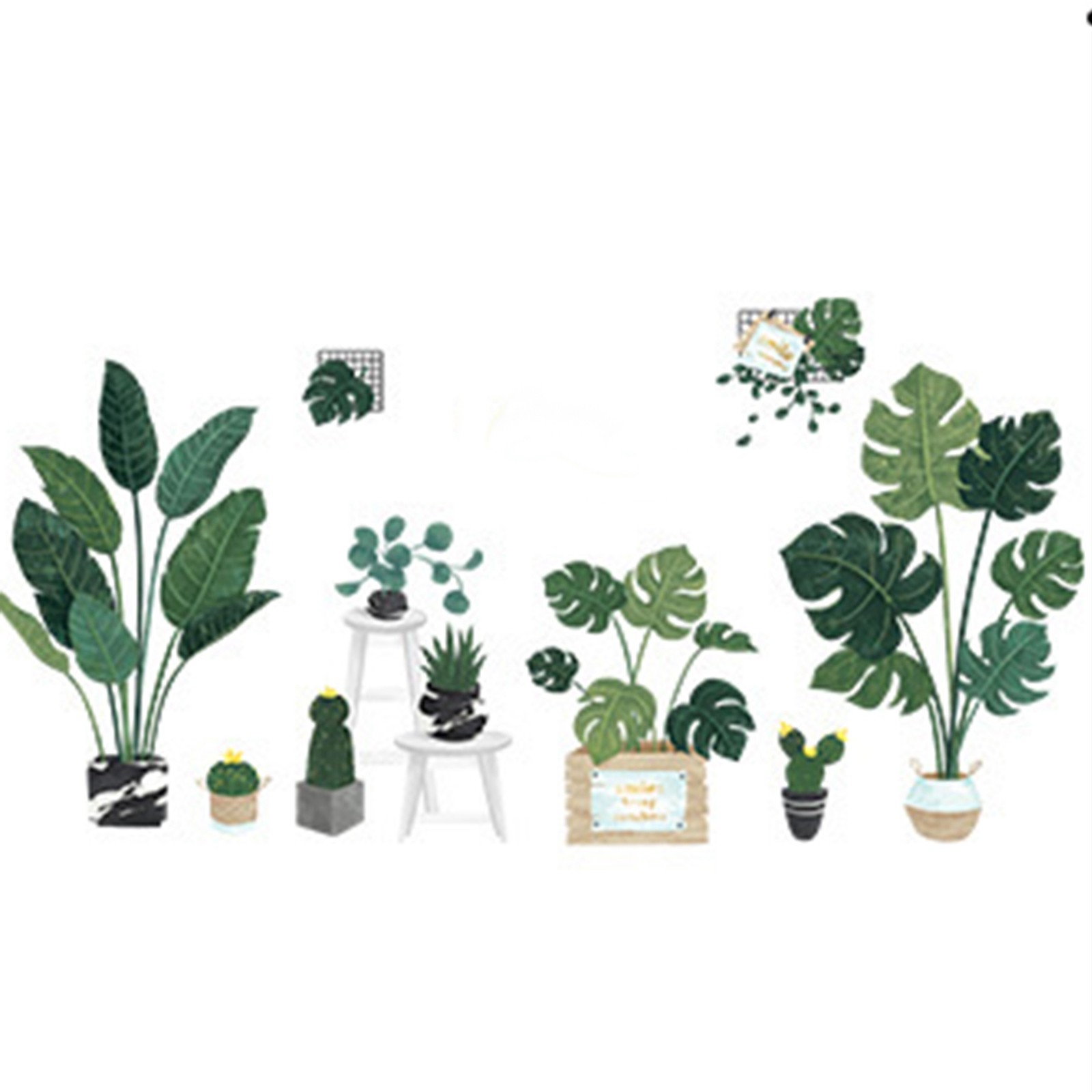 GREEN Potted Plants Removable PVC WALL STICKER Bedroom Dorm Room Decorations