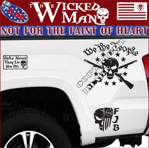 The Wicked Man – We The People USA Skull 13 Stars 2 Muskets Skull Decal Sticker