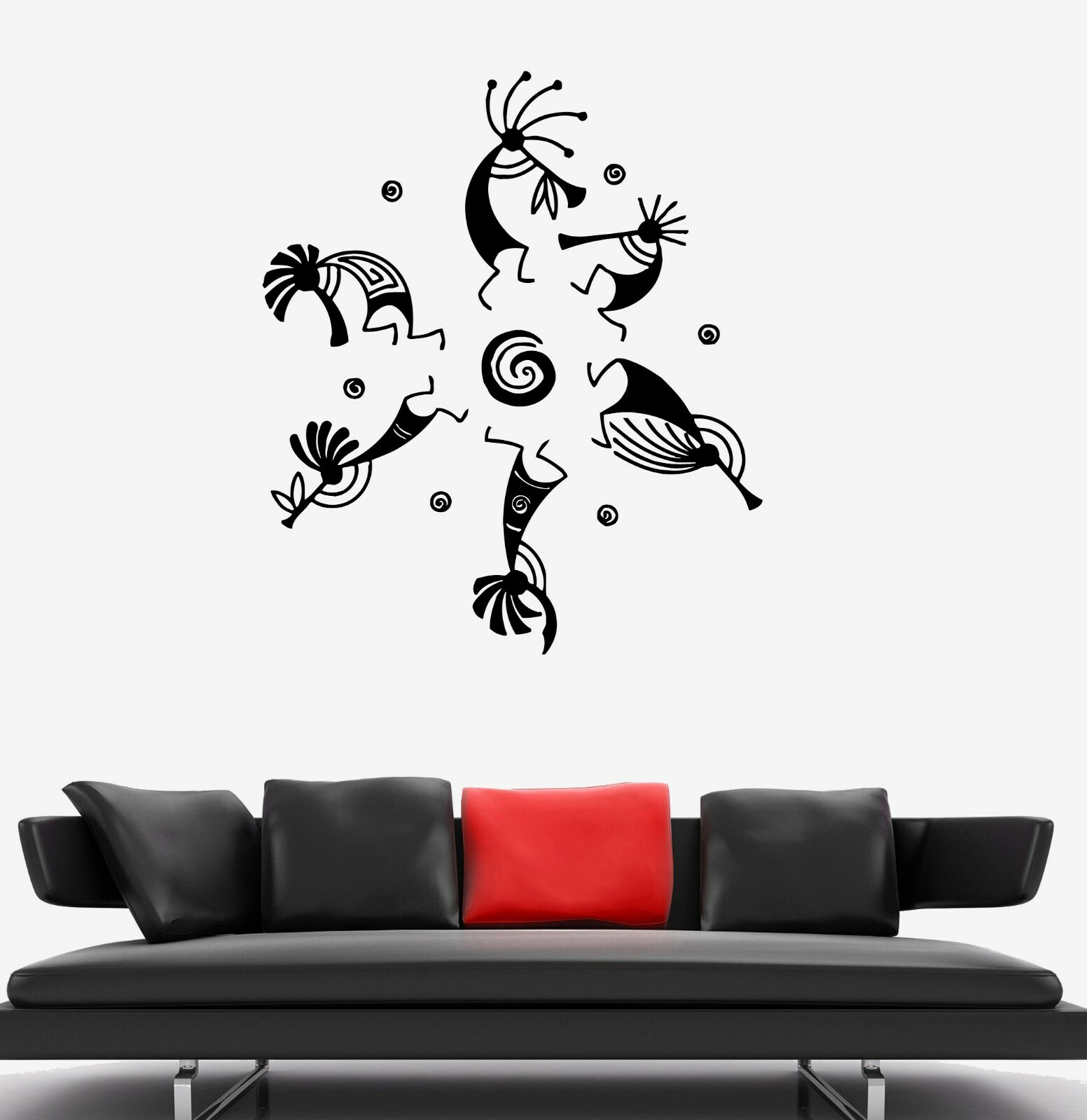Wall Decal Kokopelli Circle Aztec Ethnic Flute Music Hieroglyphics Vinyl ed1613