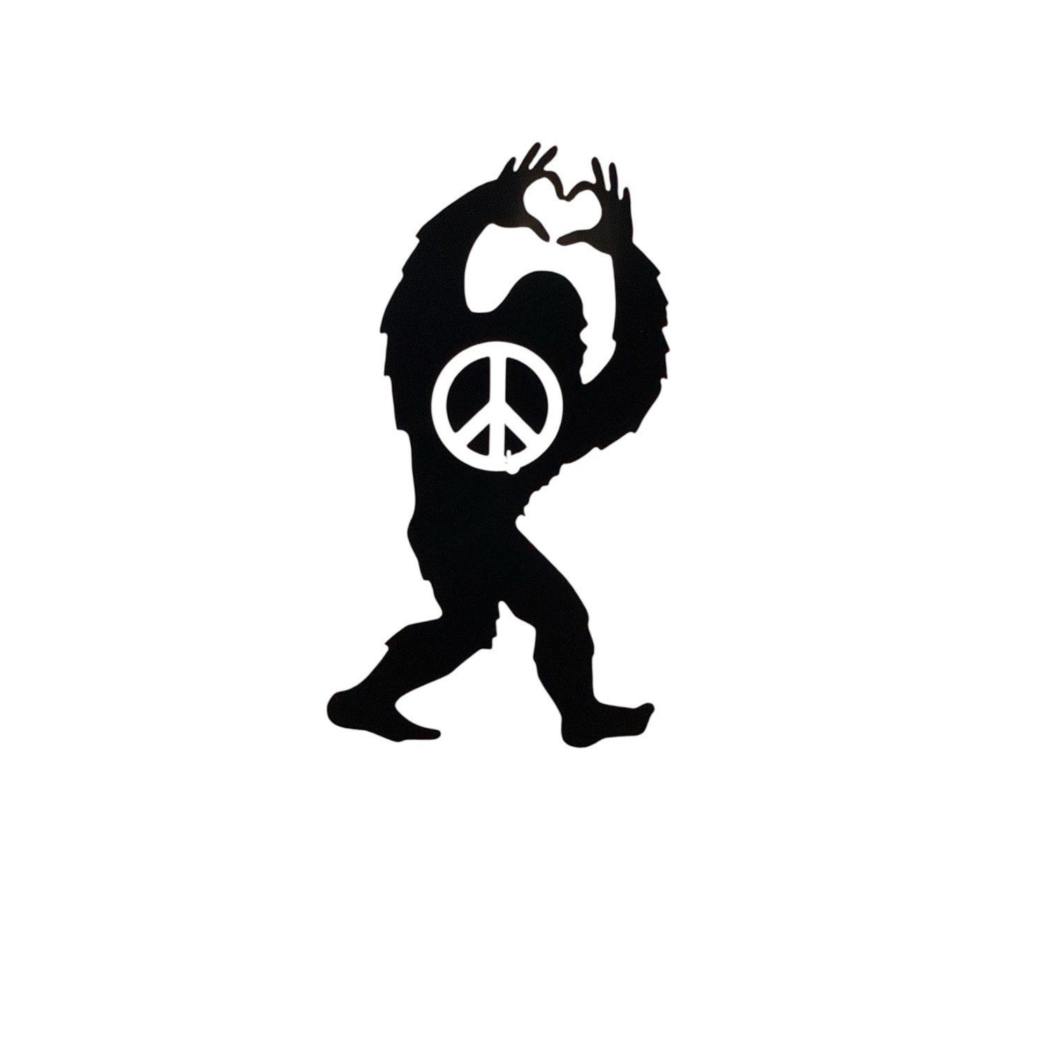 Bigfoot peace love Vinyl Decal for car Windows Laptops any smooth surface