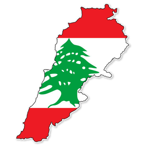 Lebanon Map Flag car bumper sticker 5" x 4"