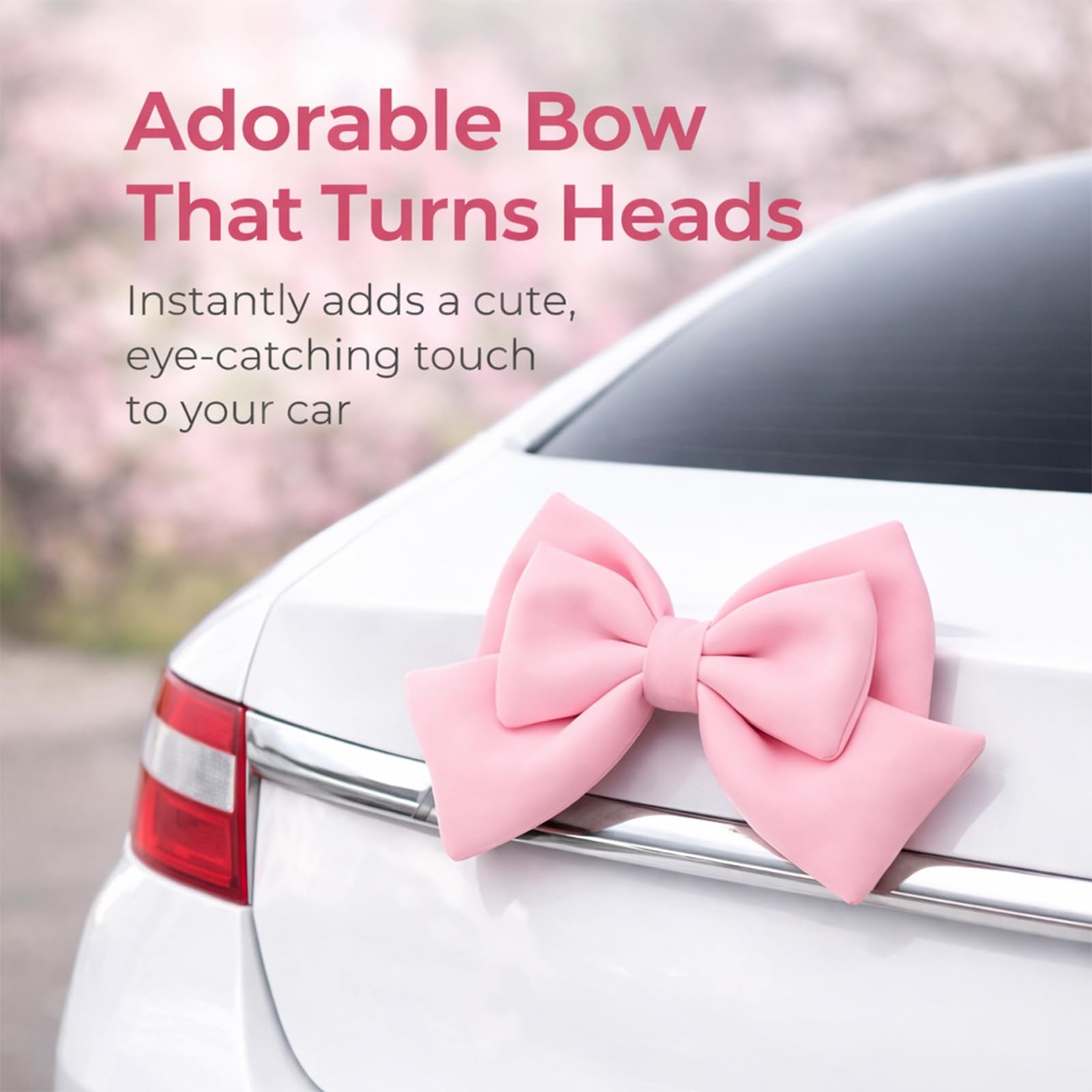 5PCS Pink Bow Car Accessories Set for Women, Cute Adhesive Pink Bow for Exter…