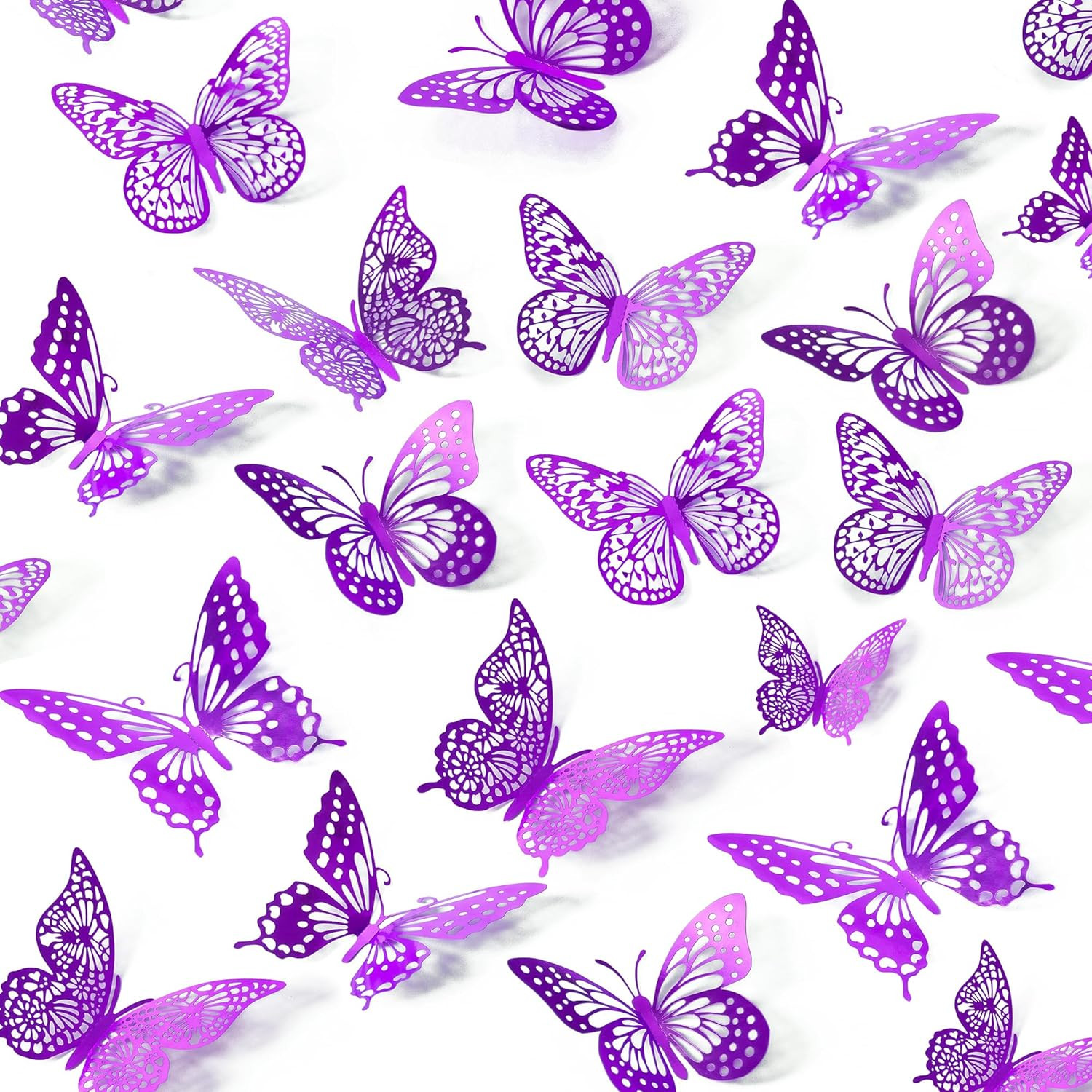 3D Butterfly Wall Decor – 48 Pcs, 4 Styles, 3 Sizes, Gold Butterfly Decorations
