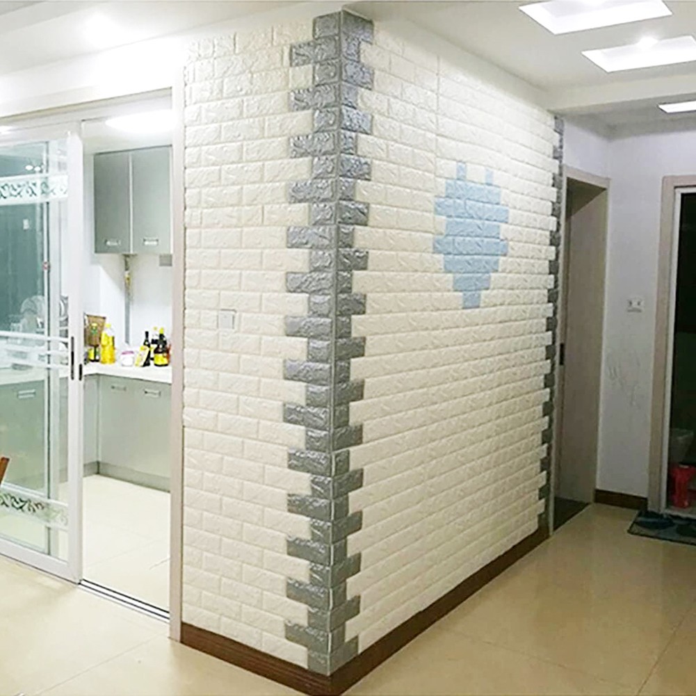 10pc 3D Foam Brick Stone Wall Panels Marbing Wallpaper Self Adhesive Waterproof