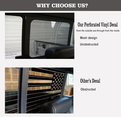 Rear Middle Window Decals for Truck, Black White American Flag Black&white Flag