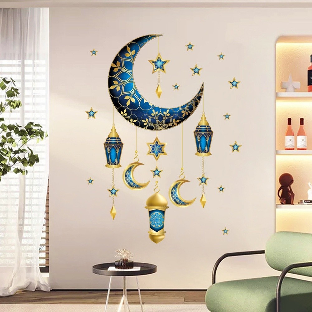Wall Sticker Star Moon Design UV Printed PVC for Living Room Bedroom Decoration
