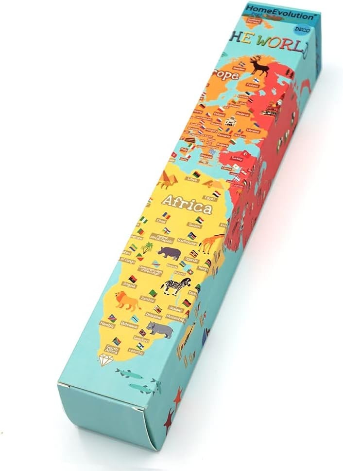 Removable World Map Wall Stickers with Animals – Perfect for Children's Spaces