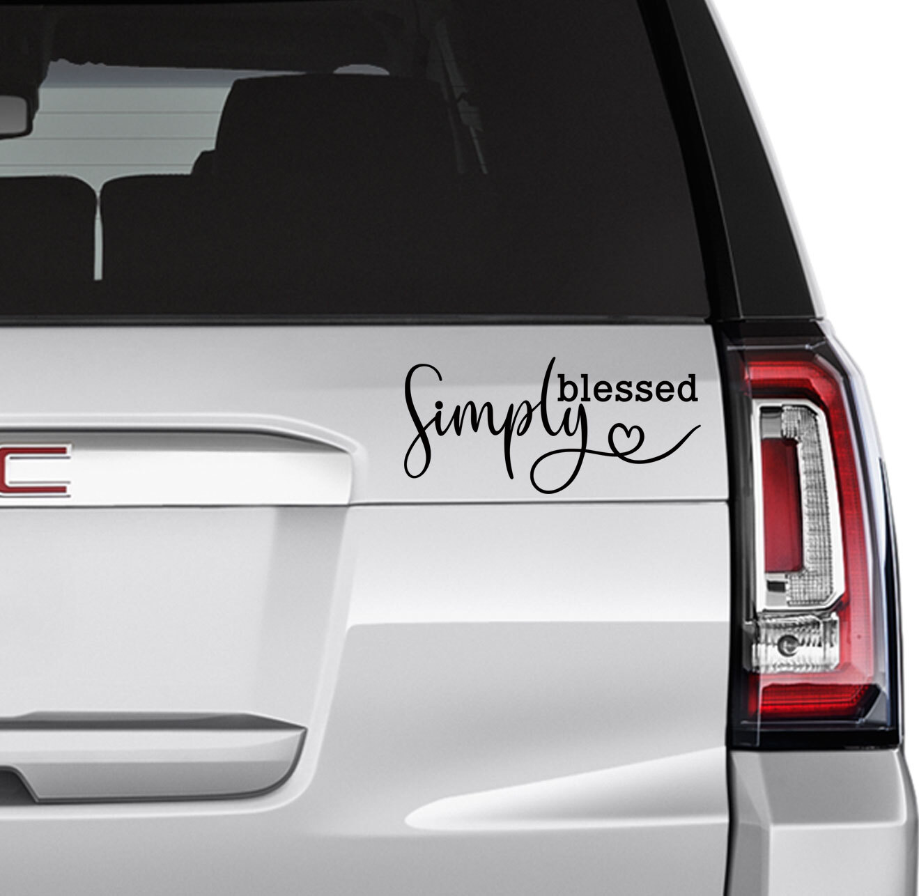 Simply Blessed Vinyl Car Window Wall Die Cut Decal Sticker Heart Christian Faith