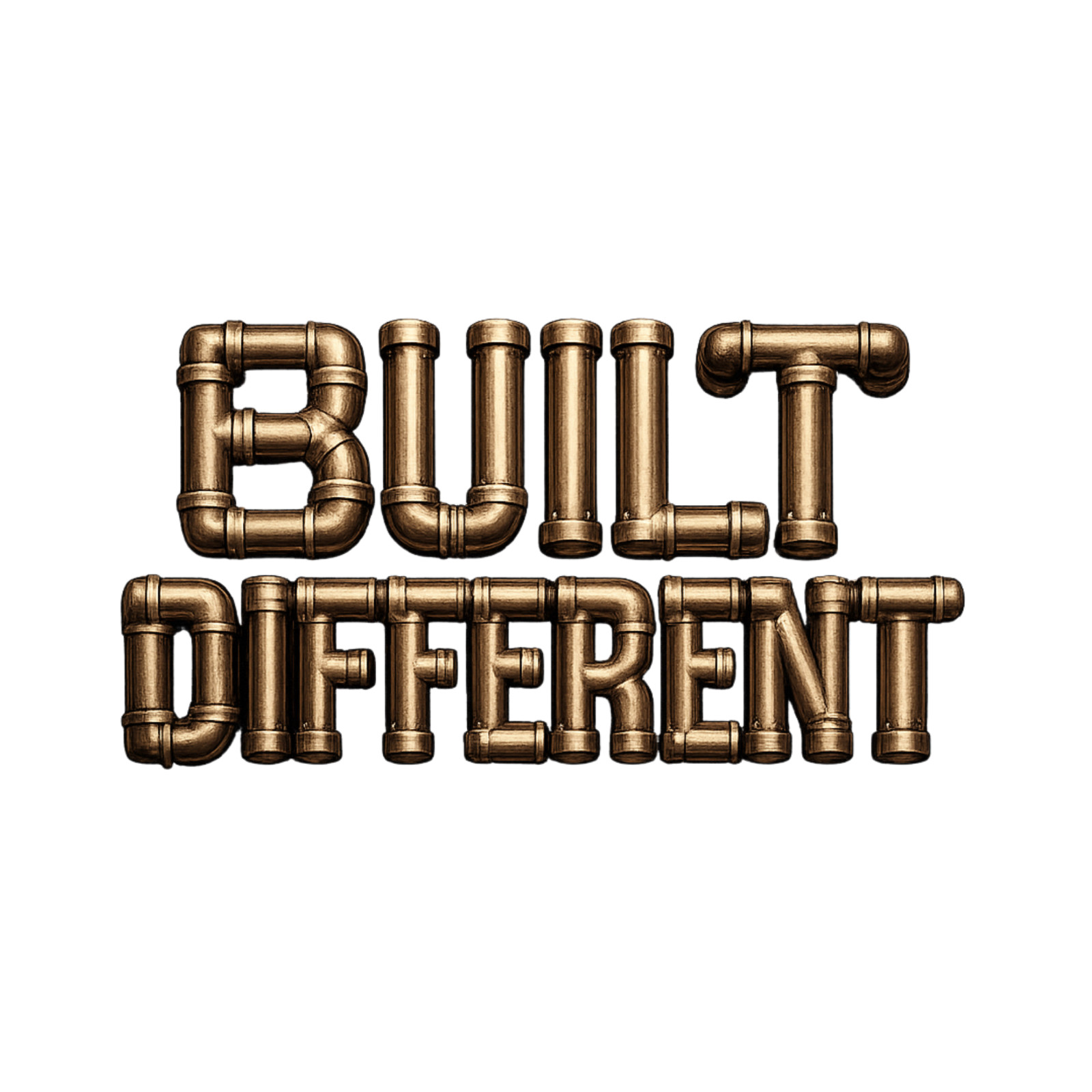 Built Different Copper Pipe Letters 3” UV DTF Plumber Trade Sticker