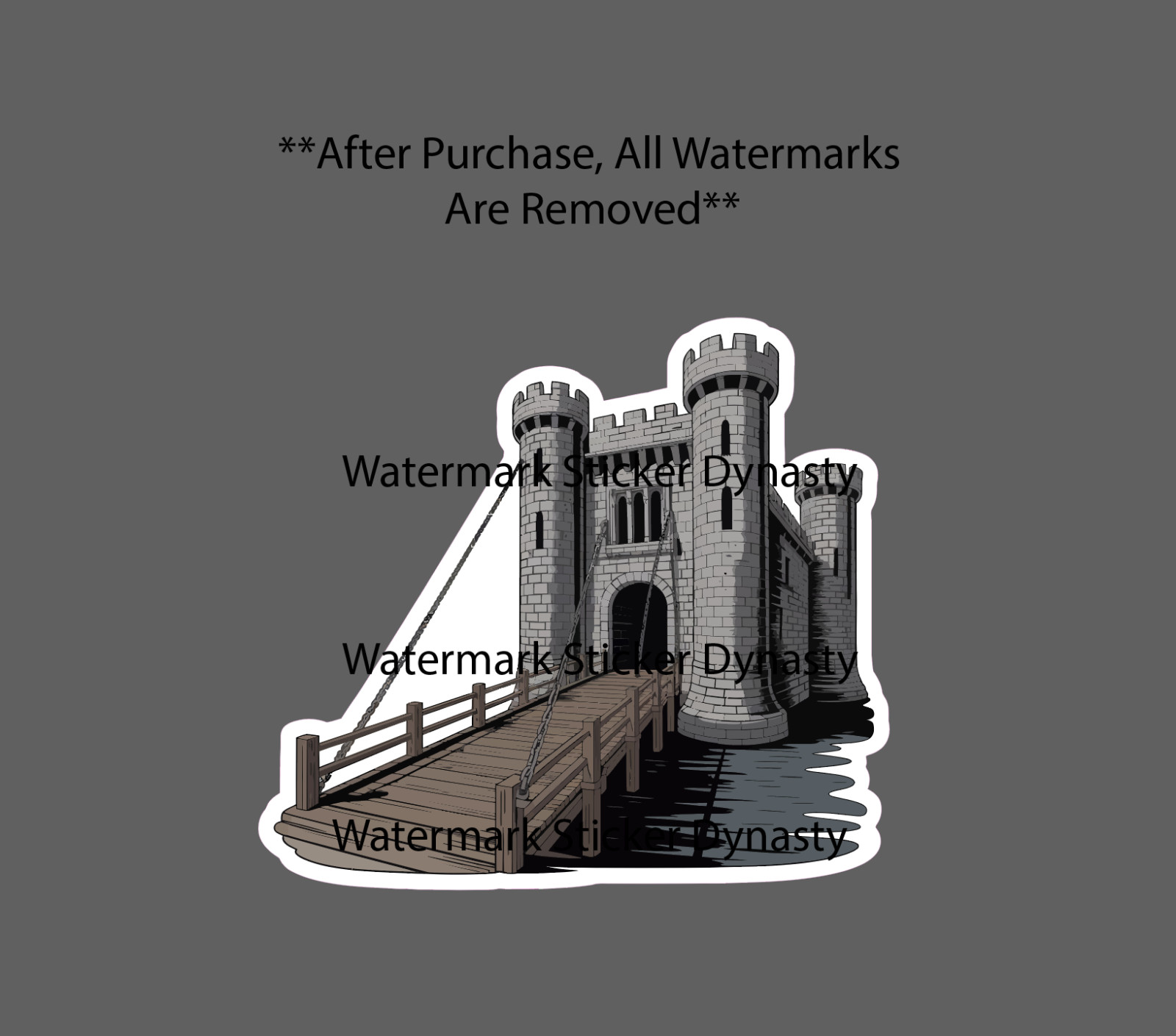 Castle Sticker Waterproof Decal Drawbridge Medieval Knight King Gift NEW