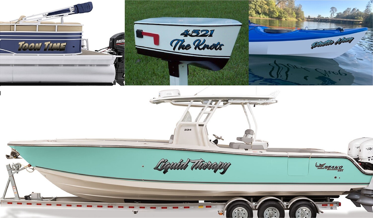 Boat Name Decal 4×24" / Custom Hull Graphic / Premium Marine Vinyl Lettering GRB