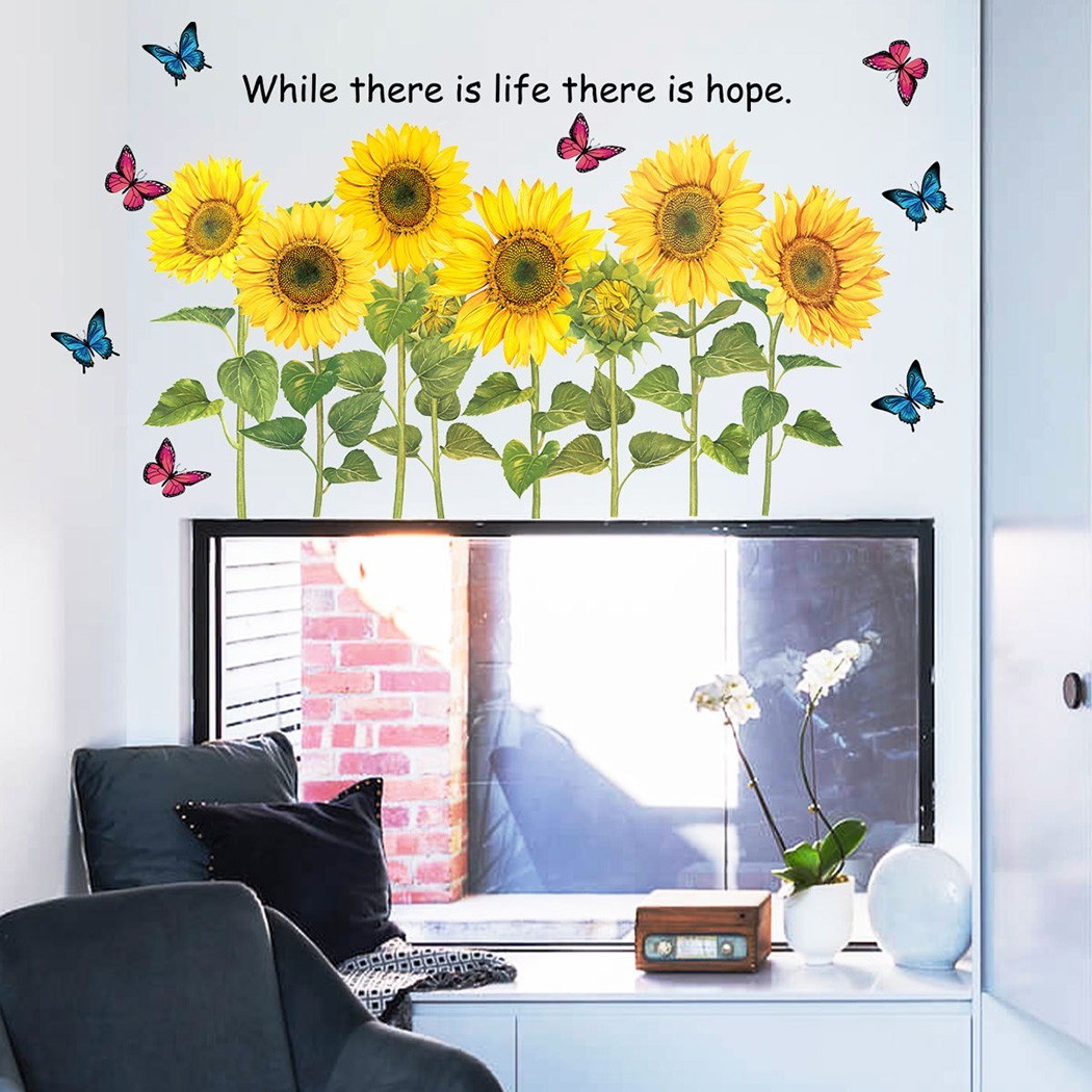 Fashionable Removable Sunflower Wall Sticker Flower Decor Waterproof Decals